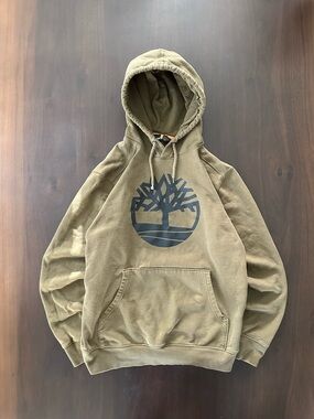 Timberland Olive Hoodie with Black Tree Logo - Men's Pullover